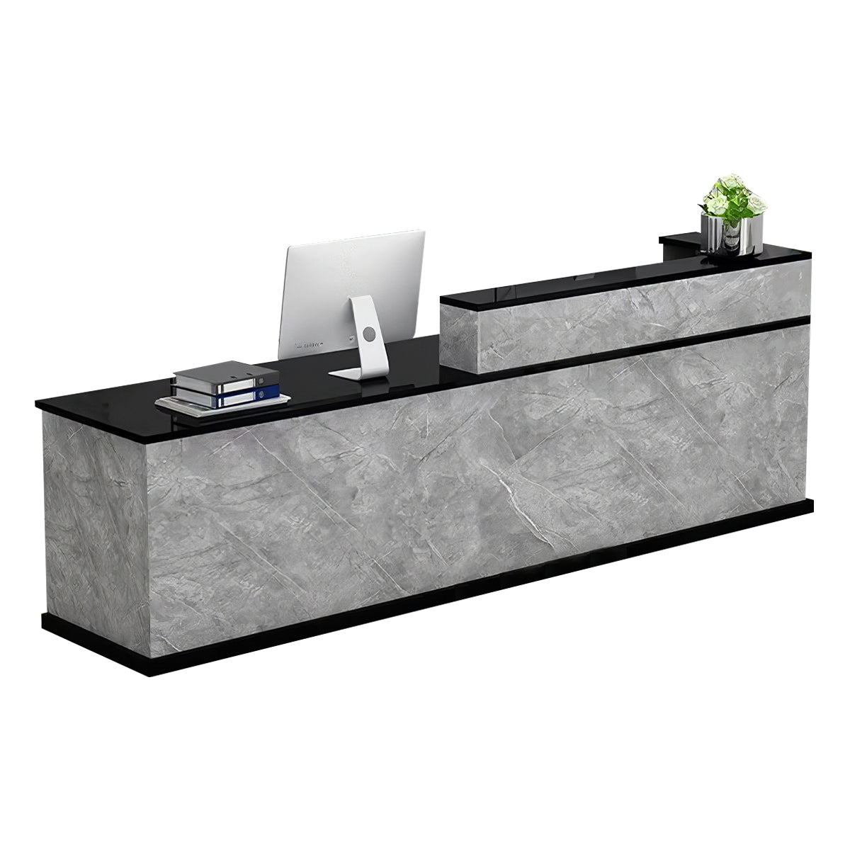 Minimalist Modern Functional Reception Desk with Thick Tabletop