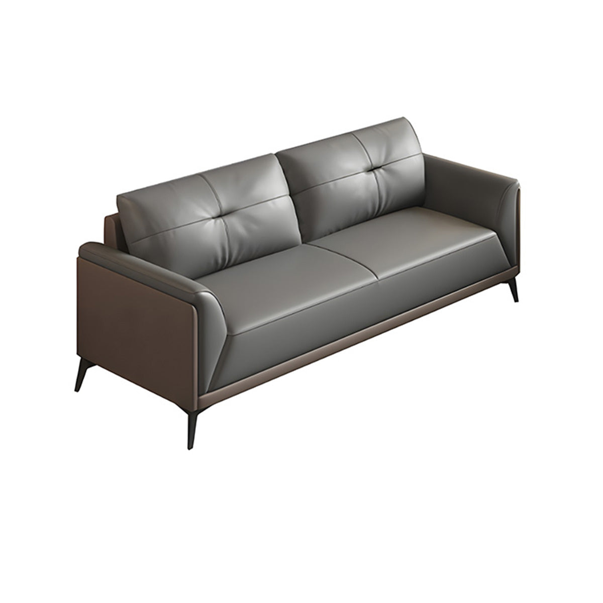 Modern Office Sofa Genuine Leather Khaki Color