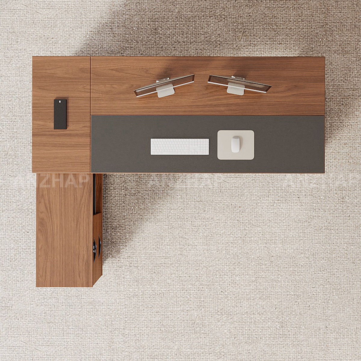 Height-Adjustable Executive Desk with Dual Motors, Power Hub, and Locking Storage（Stock Items）