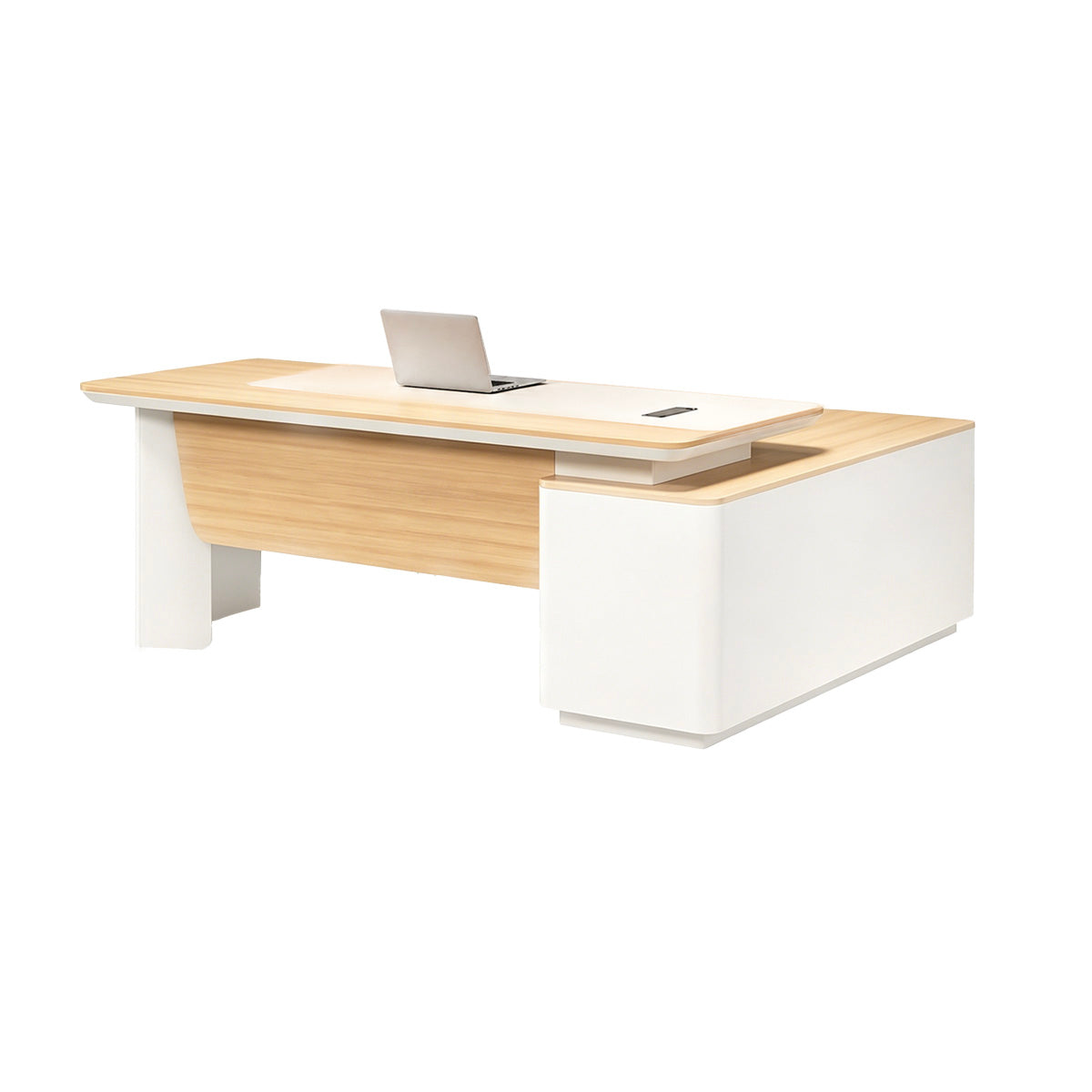Executive Desk, Side Storage Cabinet on the Left with With Open Modesty Panel with L87" x W71" x H30", L87" x W71" x H30", for office workspace,...