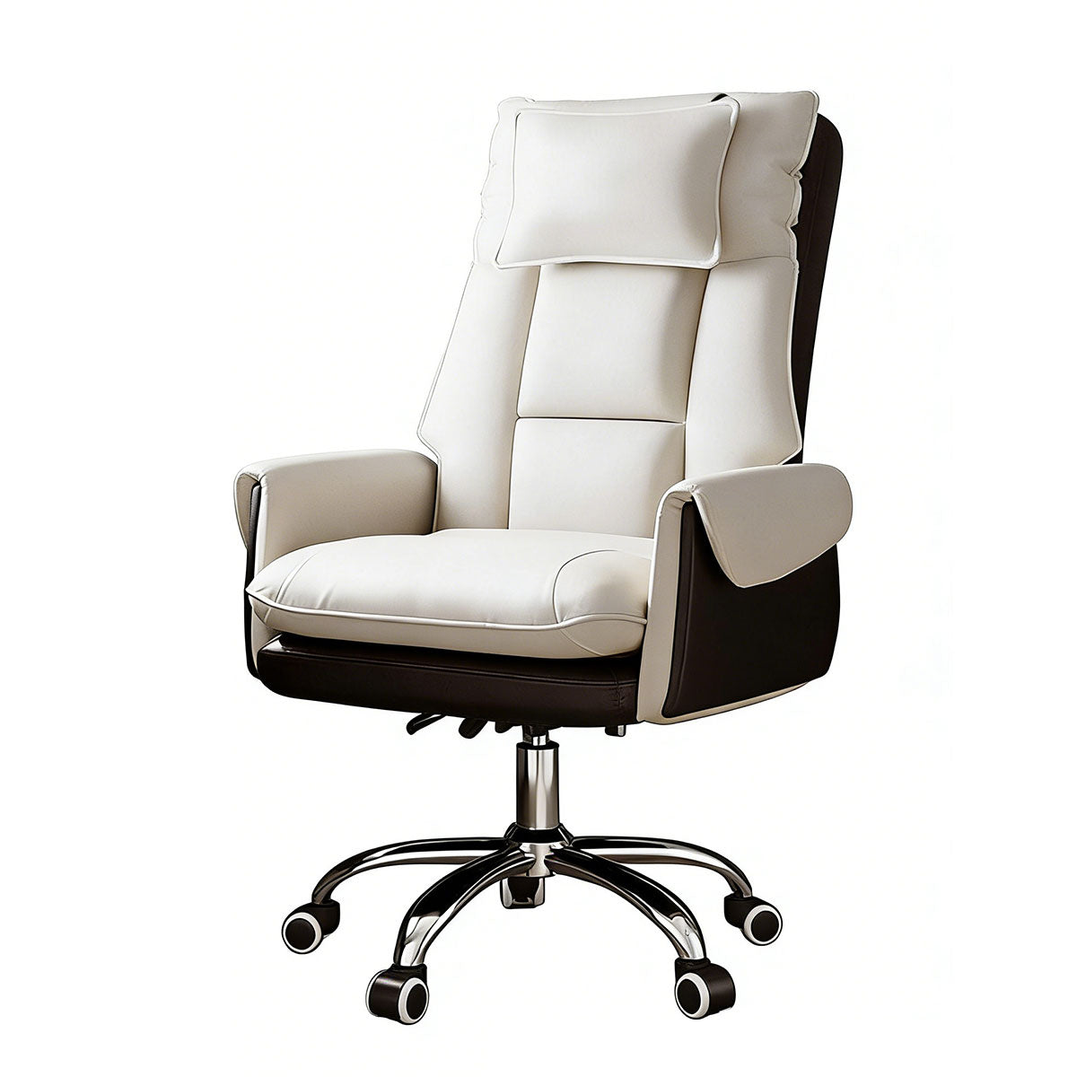 Reclining Executive Chair With Pillow, White + Black Without Footrest Steel, White + Black finish, for office workstation, ergonomic office furniture
