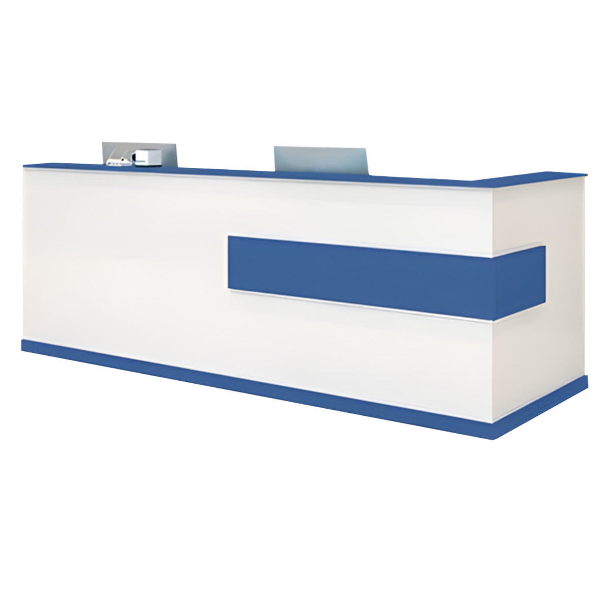 Modern Minimalist Reception Desk Cashier's Desk, Wood, White with Maple Color