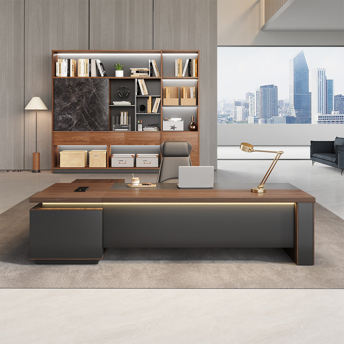 Timeless L-shaped Executive Desk with Spacious Legroom