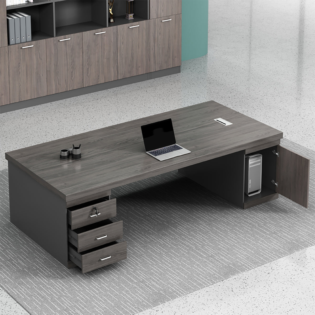 Classic Minimalist Executive Desk with Ample Storage, and Spacious Workspace
