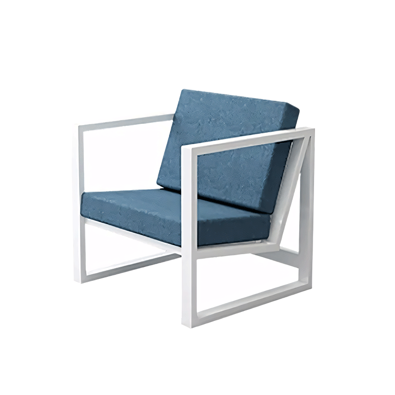 Modern Iron Office Three Seater Sofa in White and Blue