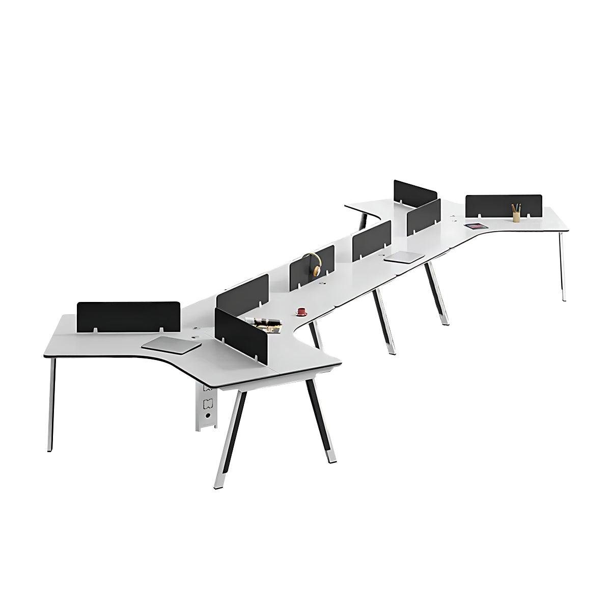 Modular Modern Office Desk with Two-Tone Lacquered Metal Legs