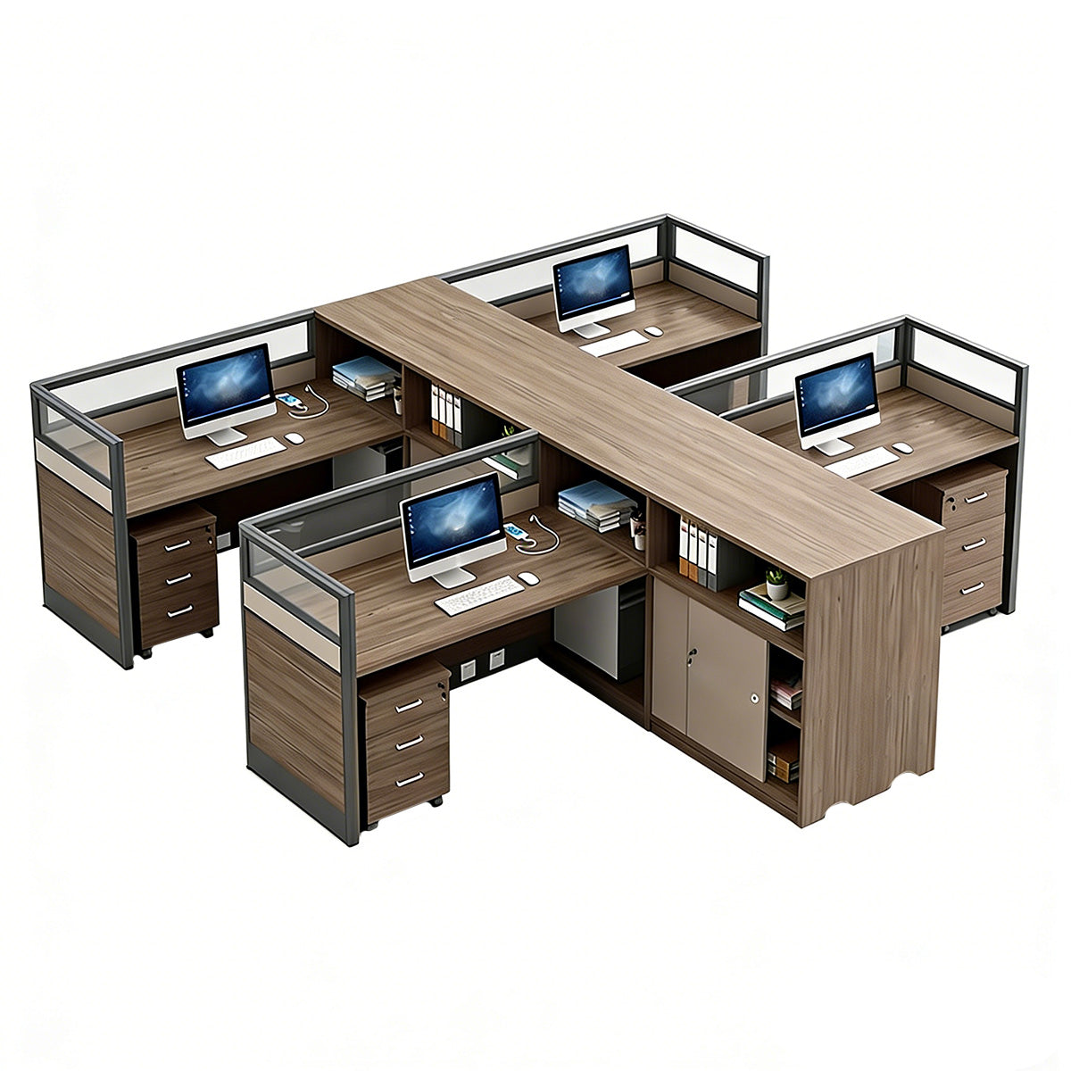 Stylish Low-Emission Office Desk with Privacy Screen for Cubicle Workspaces
