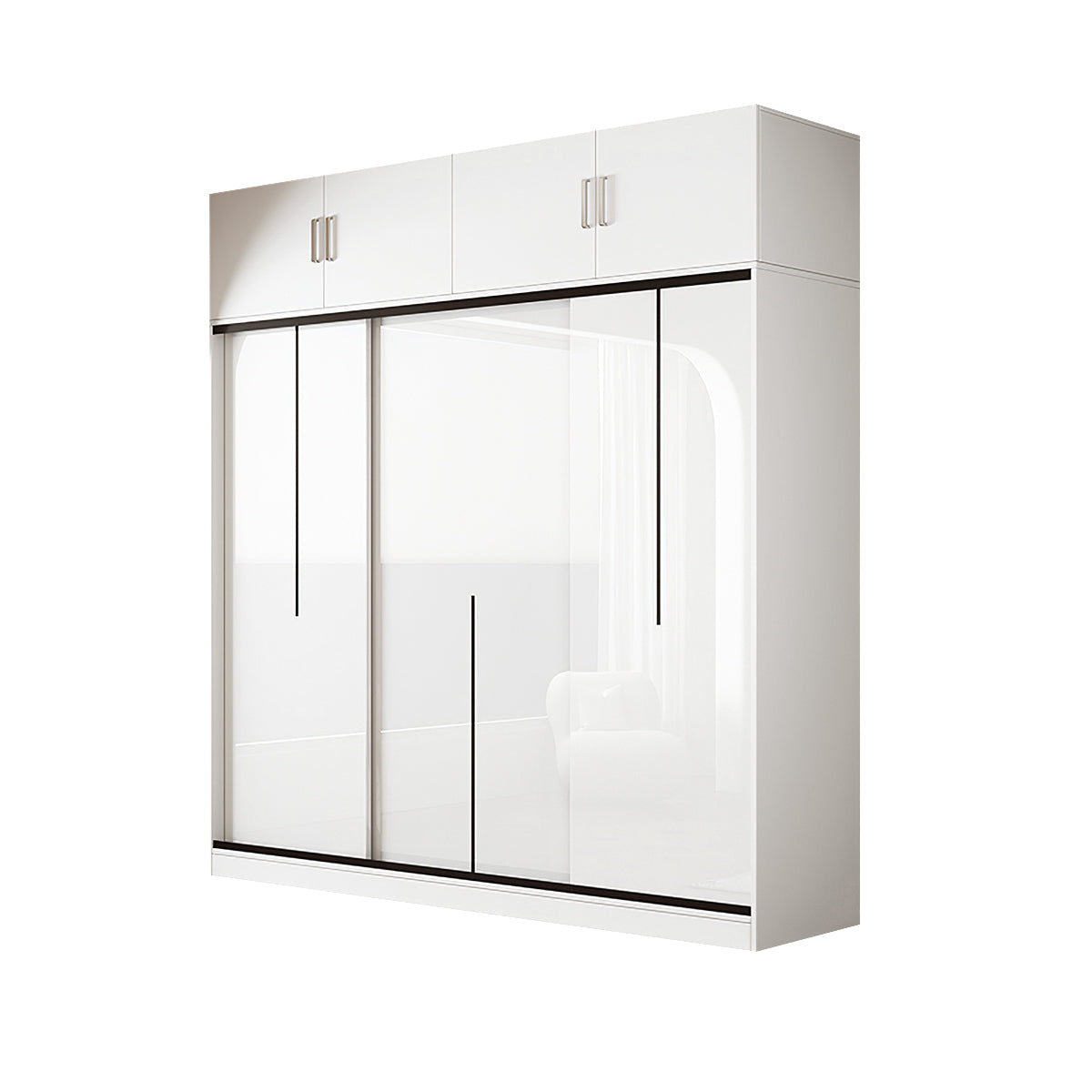 Modern Bedroom Sliding Door Wardrobe with Divided Storage