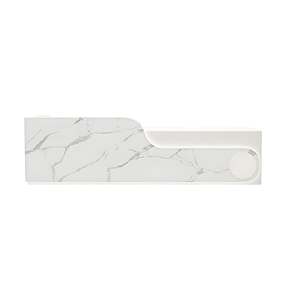 Reception Desk 39–118 in Wide with LED Accent Lighting, Lockable Drawers, Transaction Counter & Solid Wood