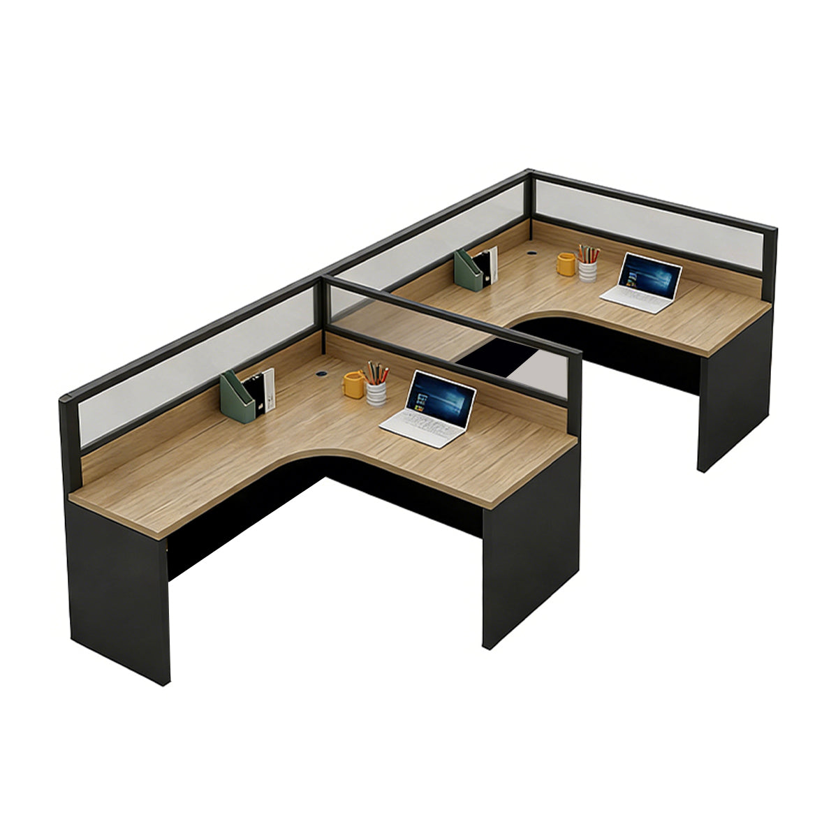 Modern Minimalist Office Desk – Two-Tone Office Workstation with Cable Management