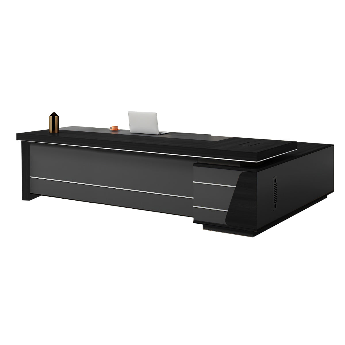 Modern L-shaped Executive Desks with Side Storage Cabinet