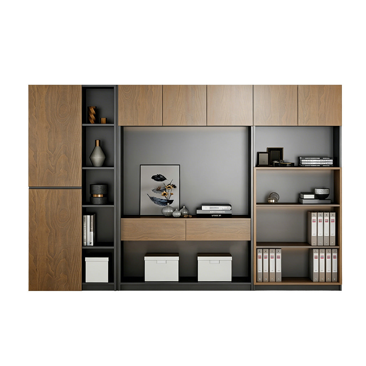 Storage Cabinet, Pine L119" × W14" × H79" Three Cabinets, Solid Wood Storage Cabinet With Multi-Zone Storage & Refined Design finish, for office...