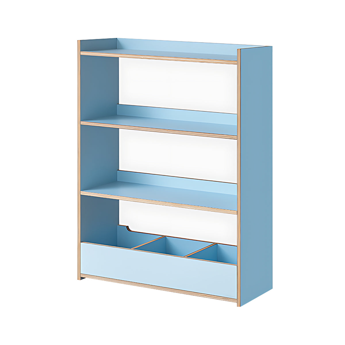 Minimalist Light Blue Birch Plywood Bookshelf with Modular Storage