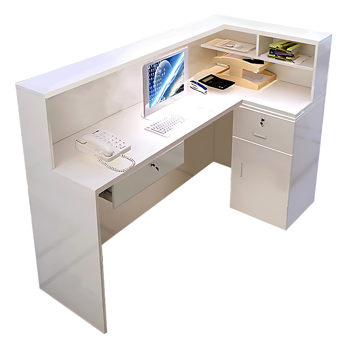 Alt Reception Modern Minimalist Reception Desk 55–126 in Wide with Lockable Drawers ...