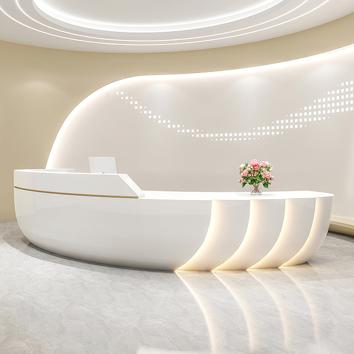 Unique Semi-Circular Arc Shaped Reception Desk for Lobby