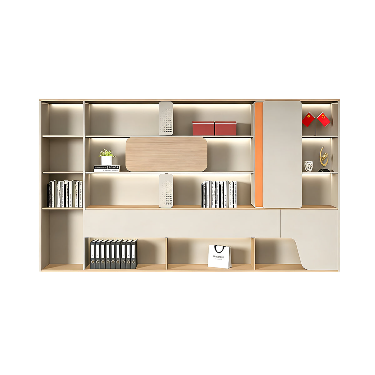 Sleek Storage Cabinet with LED Lighting for Organized Offices