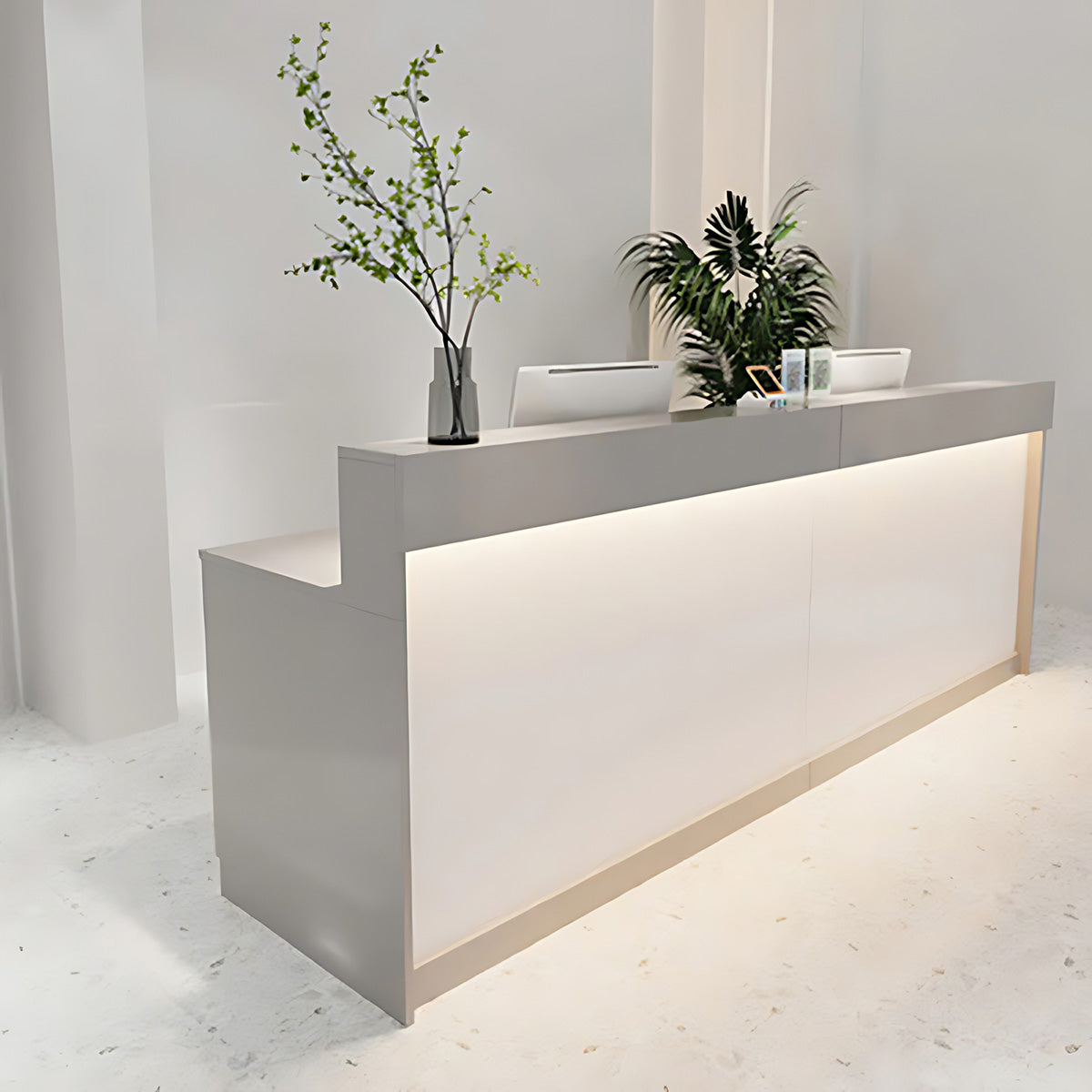 Reception Desk with Light Counter Table with Keyboard Tray and Draw（East Coast）