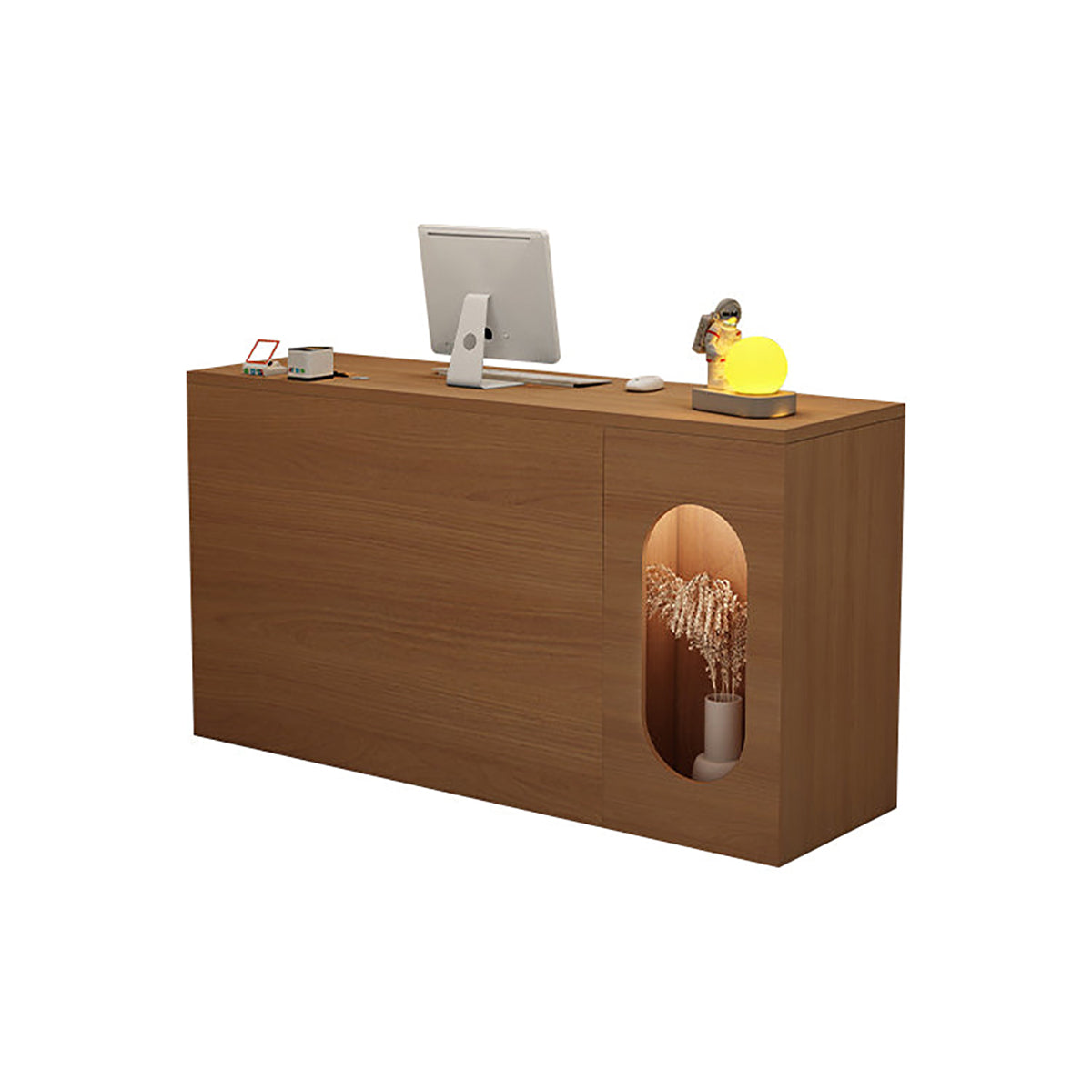 Modern Reception Desk 39–63 in Wide with Lockable Drawers & Transaction Counter