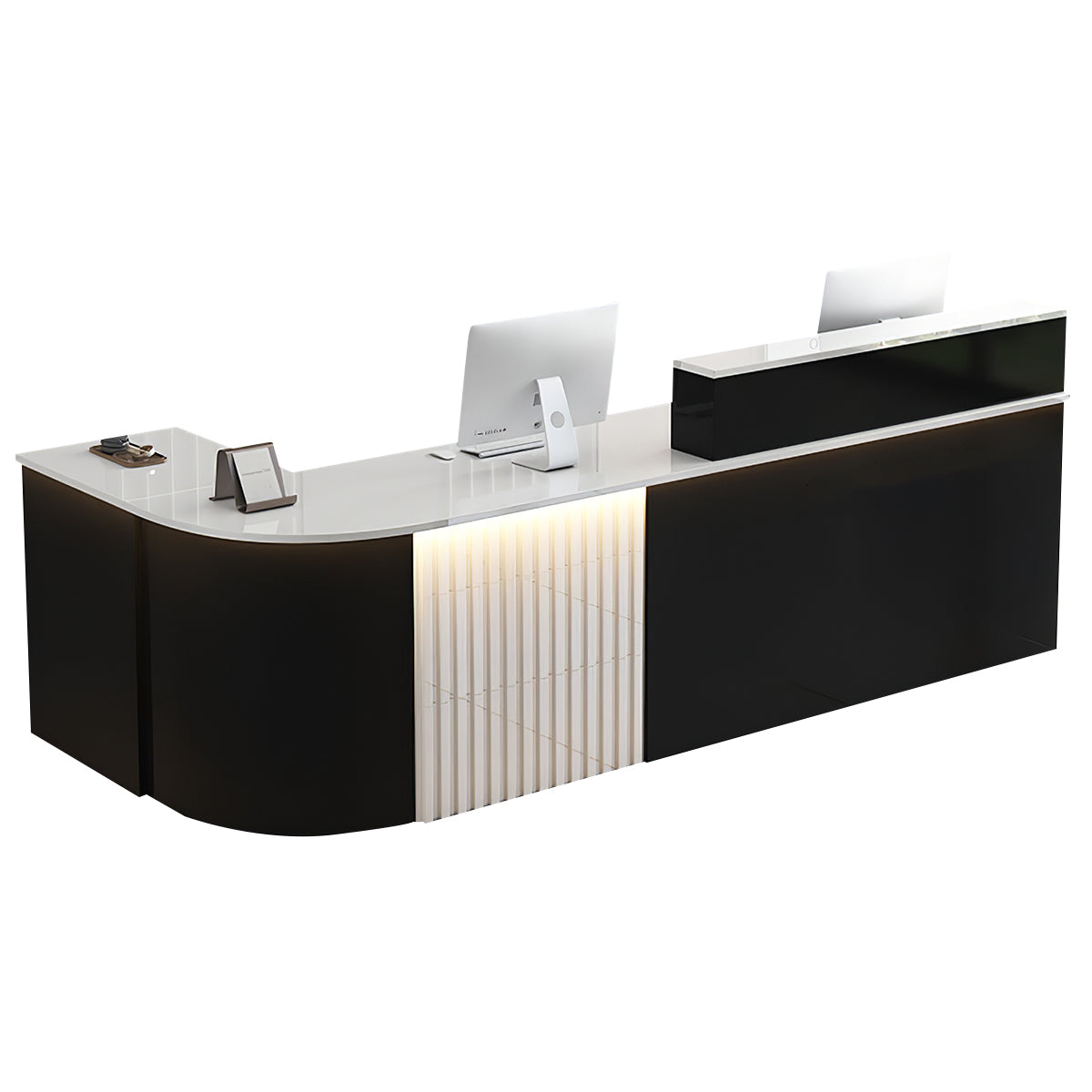 L-Shaped White Office Reception Desk and Store Counter