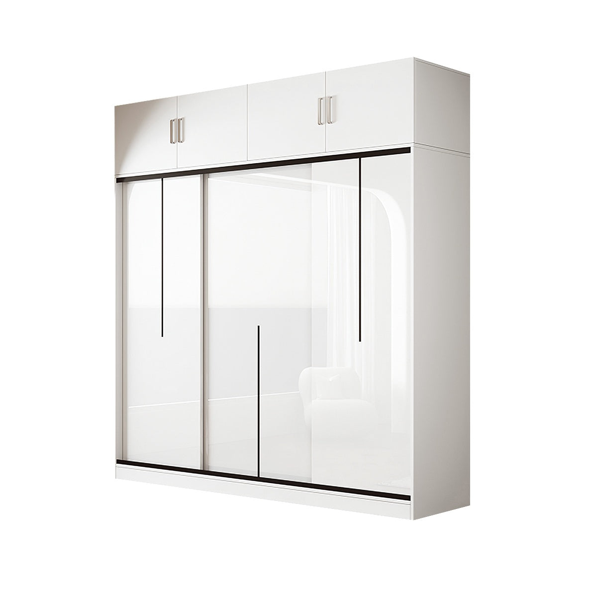 Modern Bedroom Sliding Door Wardrobe with Divided Storage（Stock Items）