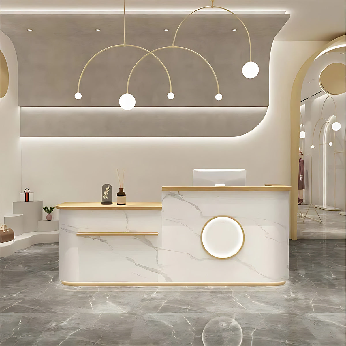 Curved Shop Checkout Reception Desk