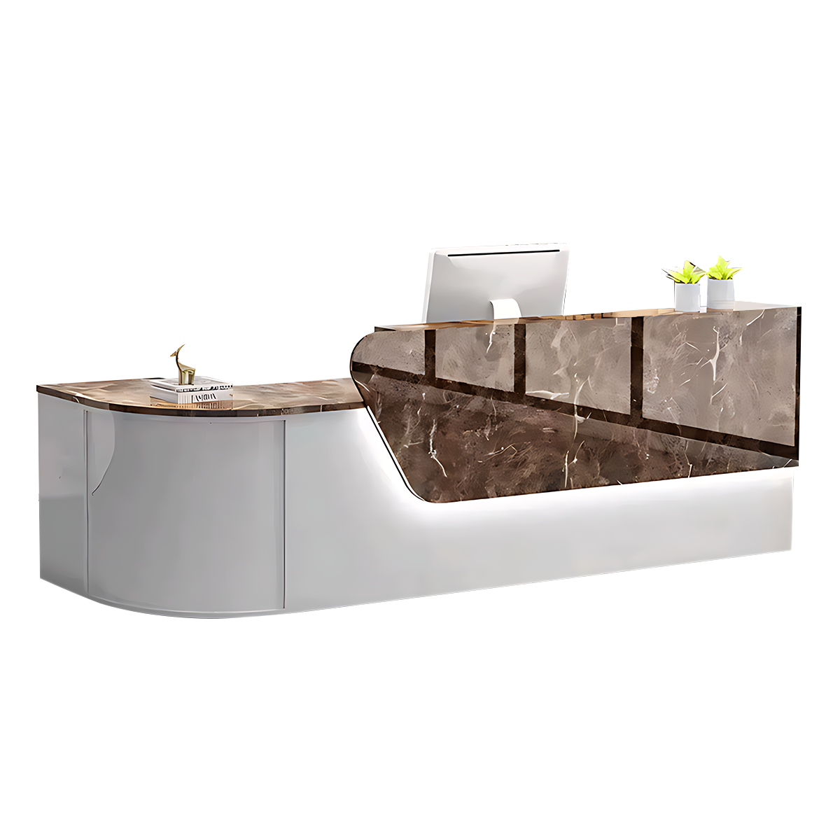 L-shaped Wooden Reception Desk with Lacquer Finish