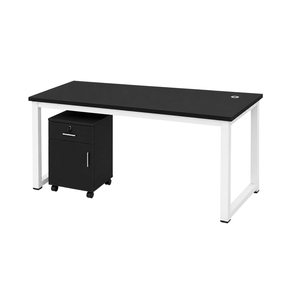 Modular Office Workstation Desk with Privacy Panels, Cable Grommets and Storage