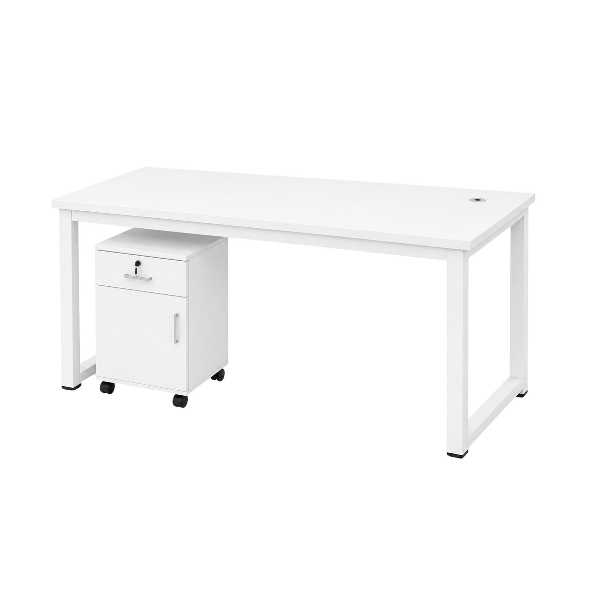 Modular Office Workstation Desk with Privacy Panels, Cable Grommets and Storage