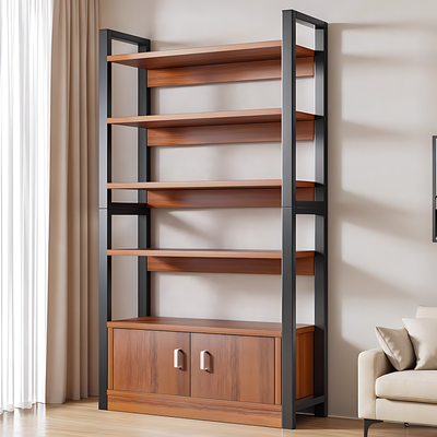 Modern Bookshelf with Thick Wood Shelves, Durable Open Storage