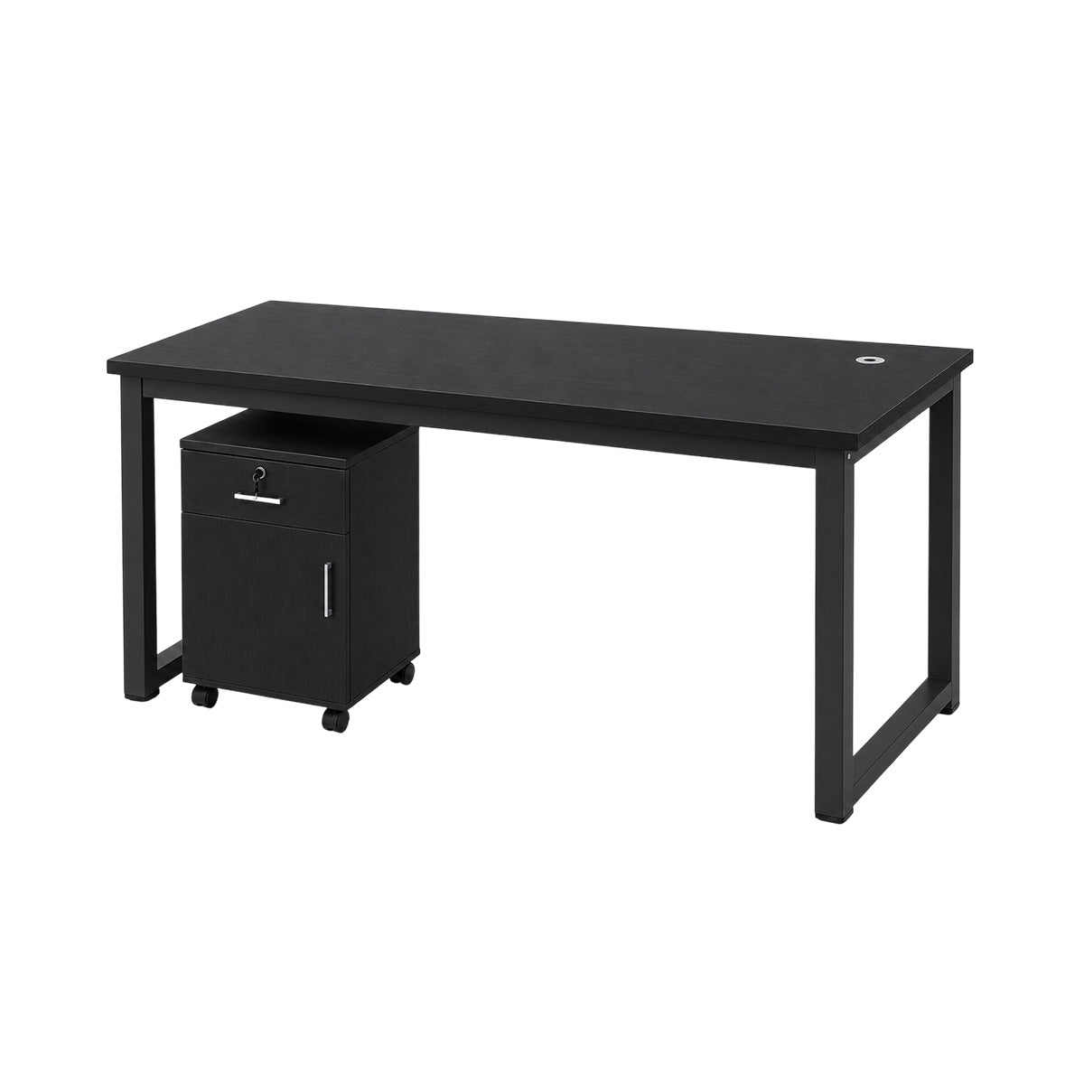 Modular Office Workstation Desk with Privacy Panels, Cable Grommets and Storage