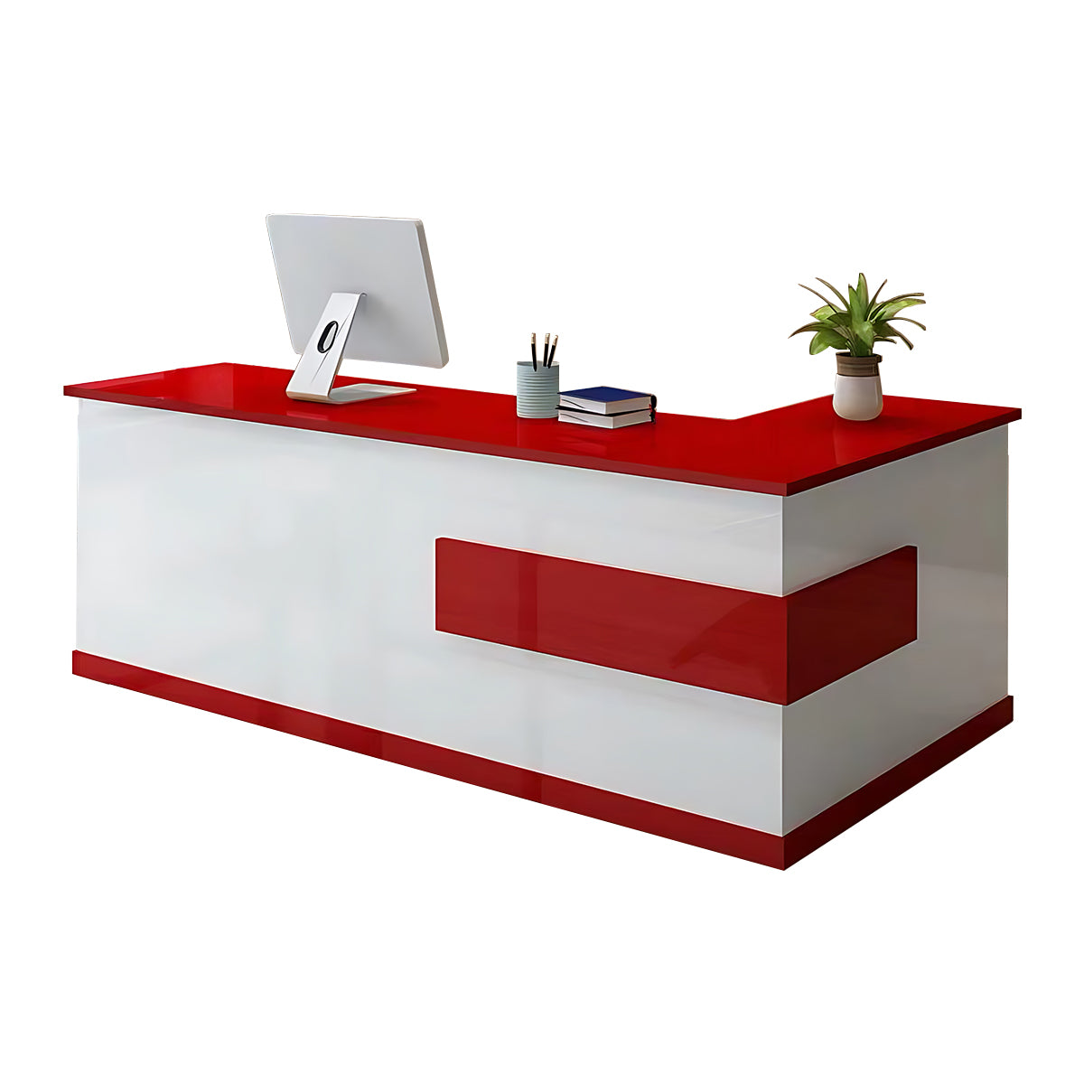 Sleek Luxurious L-Shaped Reception Desk with Thick Desktop