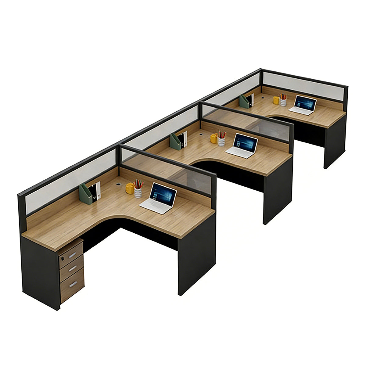 Modern Minimalist Office Desk – Two-Tone Office Workstation with Cable Management