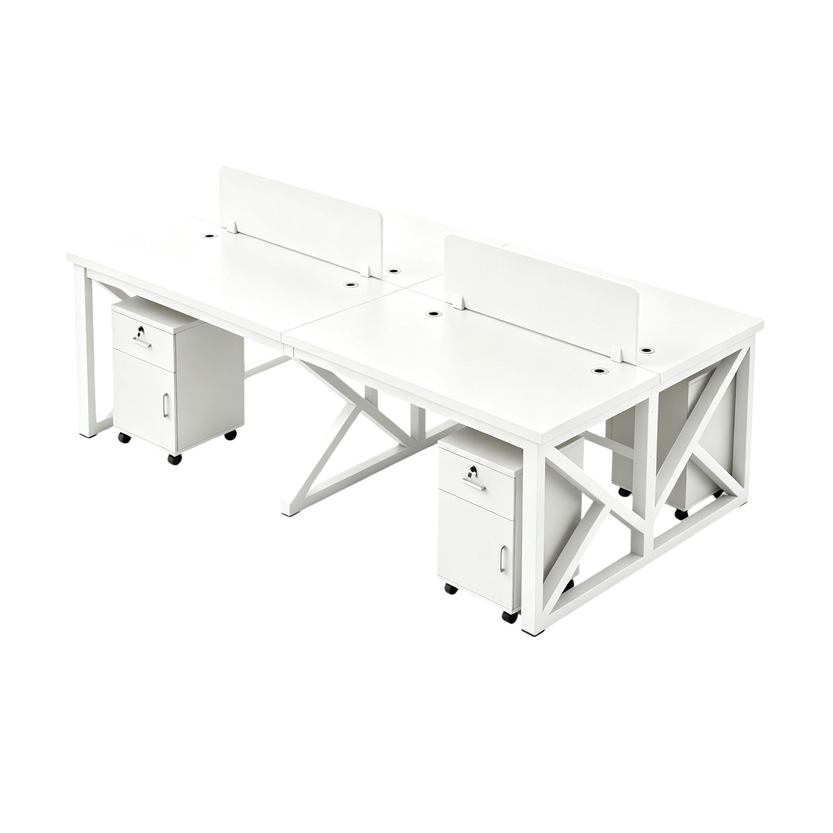 Modular Office Workstation Desk with Privacy Panels, Cable Grommets and Storage