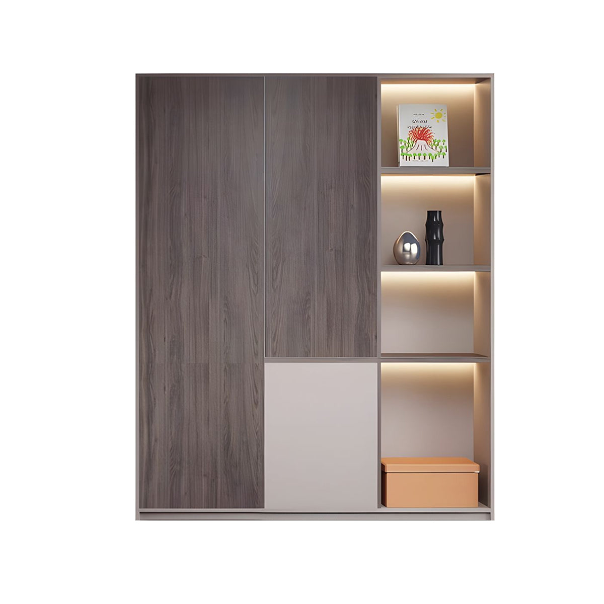 Premium Executive Office Wooden Cabinet with Shelves, Lockable Compartments, and Sliding Doors for Workplace Organization