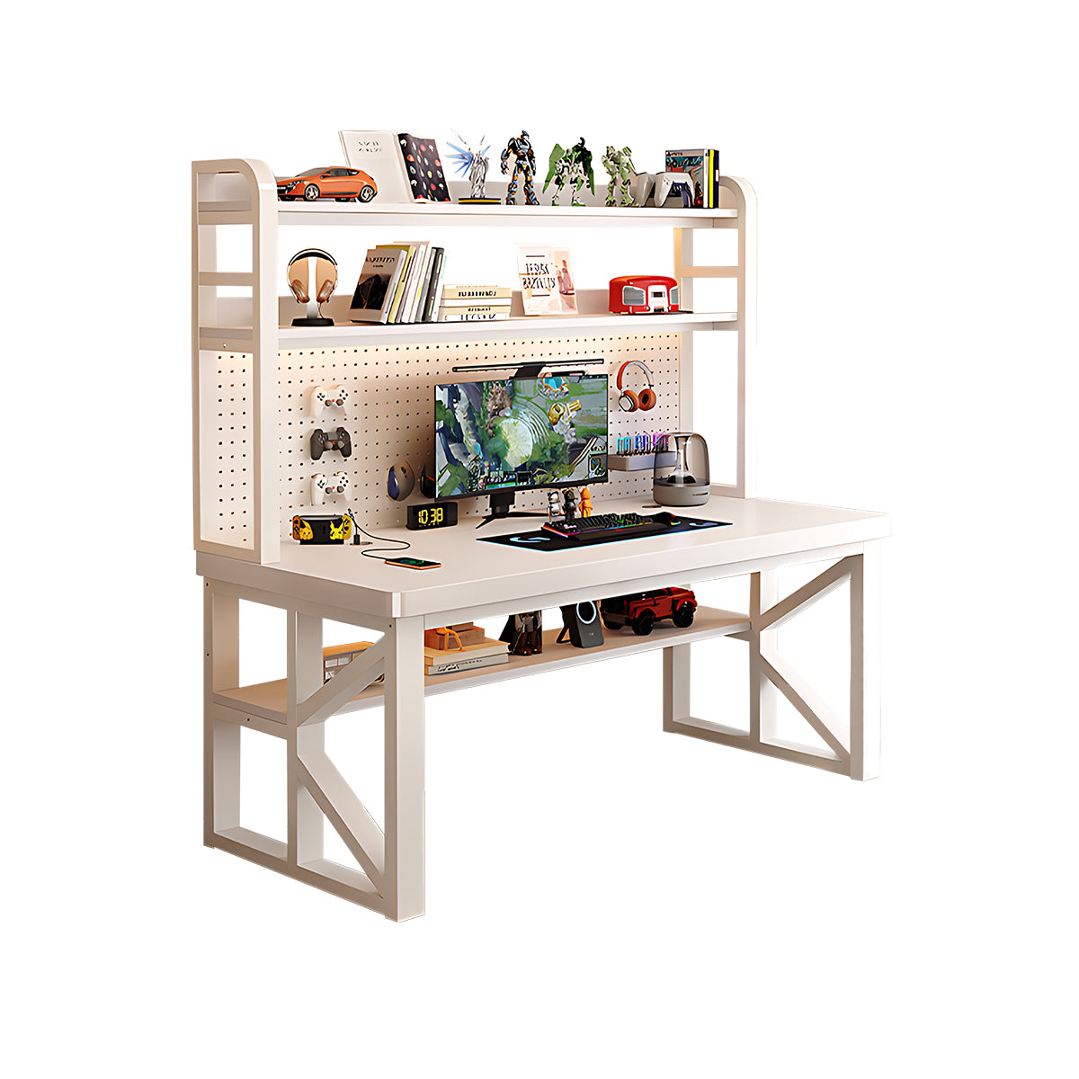 Modern Solid Wood Desk with Multi-Functional Storage & Efficient Organization