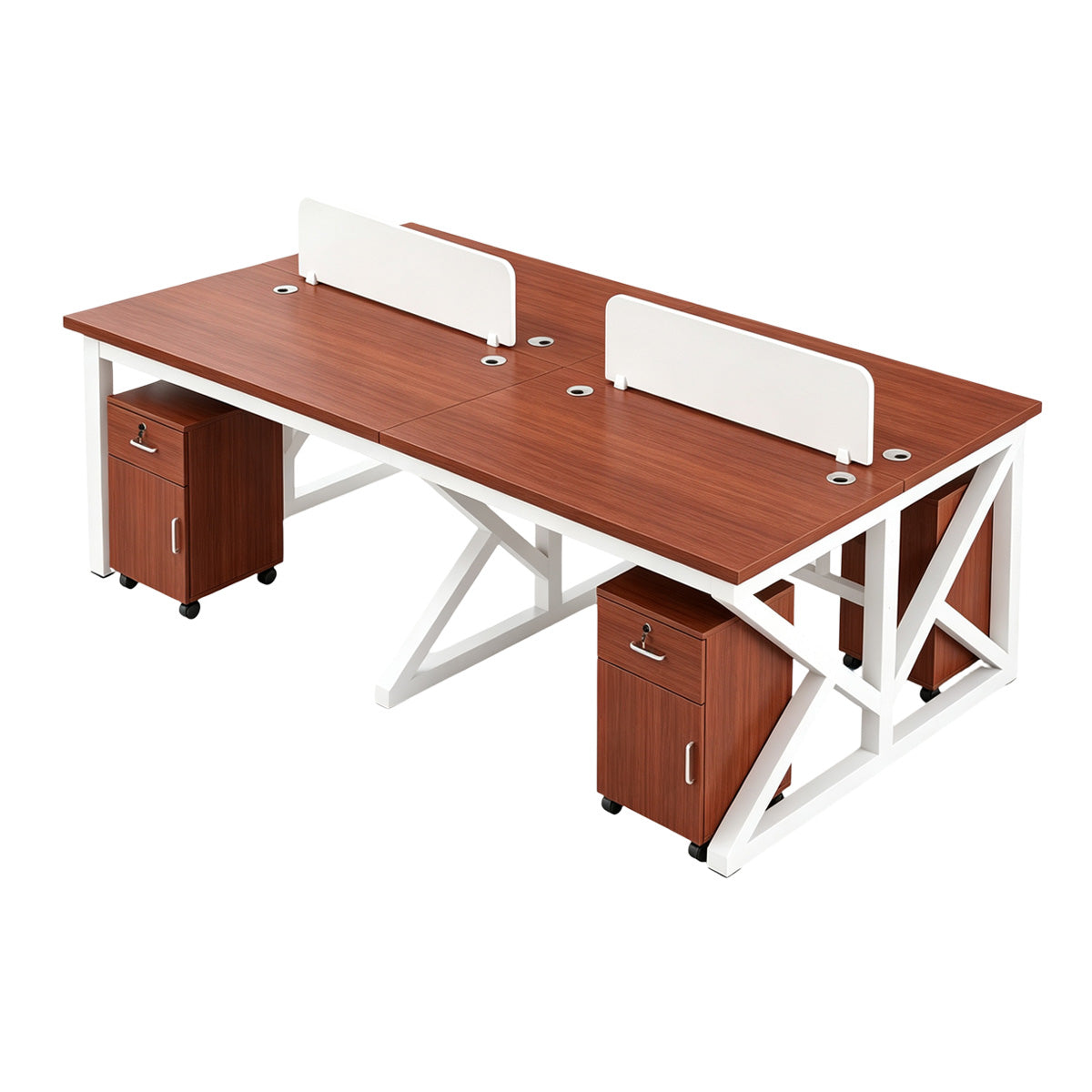 Modular Office Workstation Desk with Privacy Panels, Cable Grommets and Storage