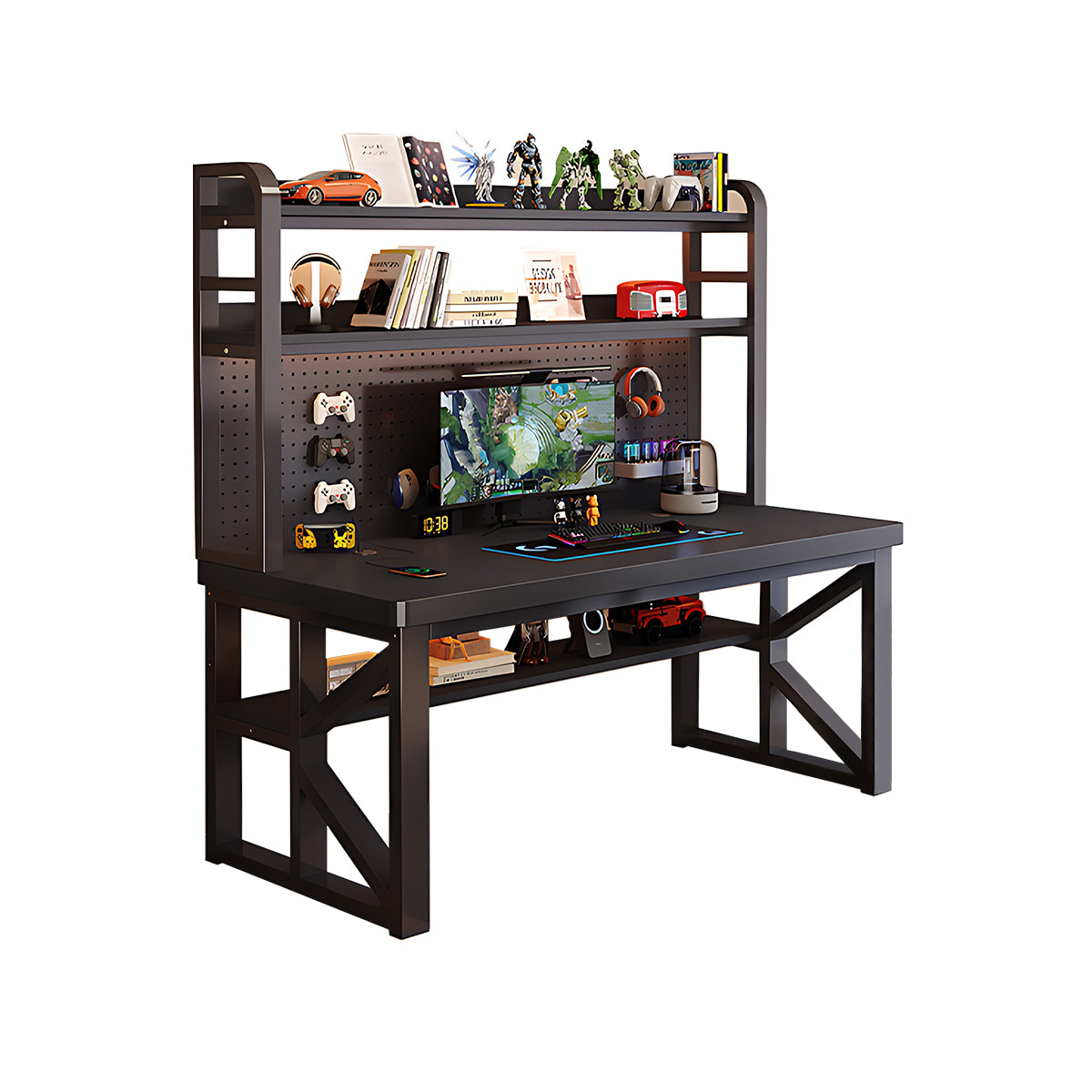 Modern Solid Wood Desk with Multi-Functional Storage & Efficient Organization