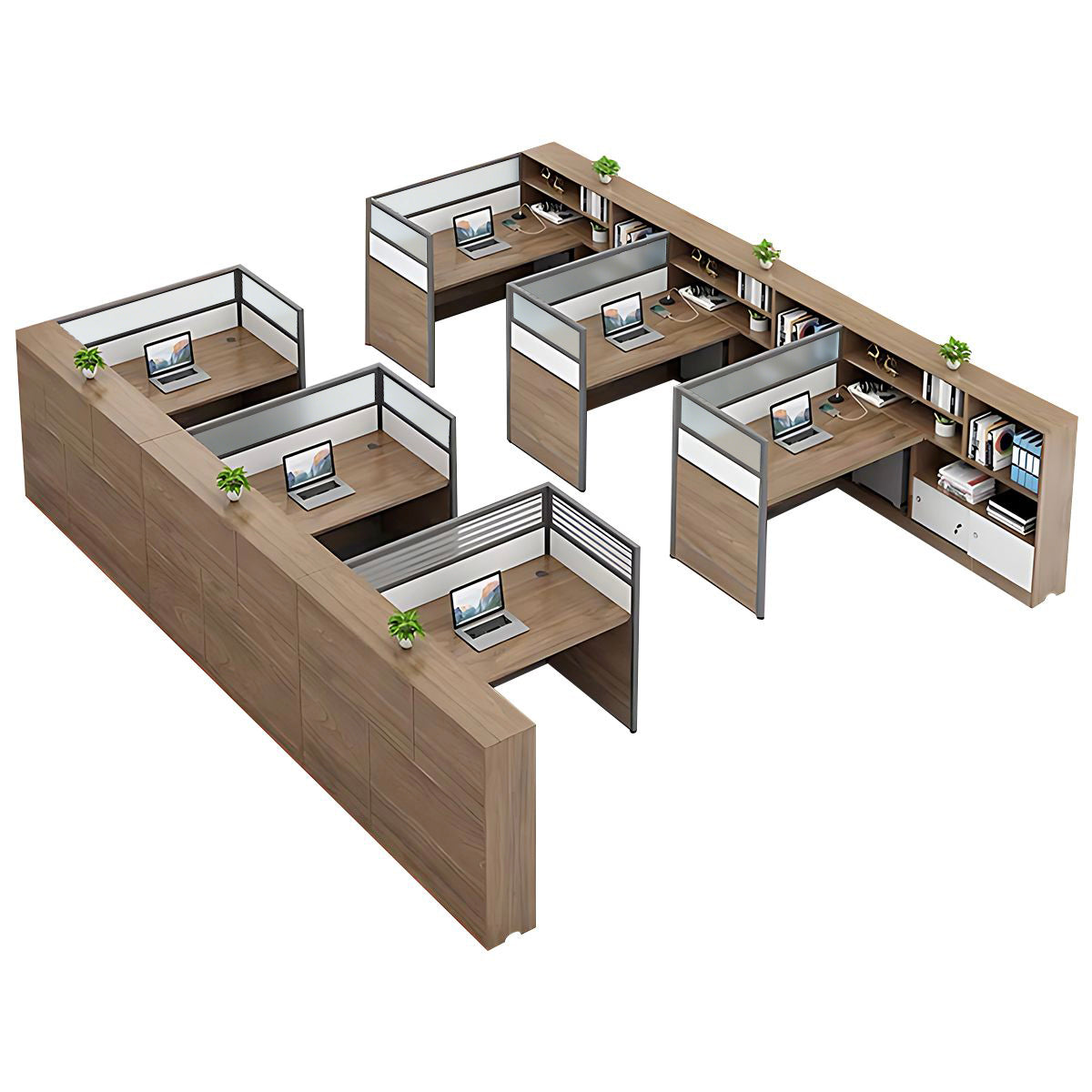 Modern Simple Partitioned Multiperson Staff Desk