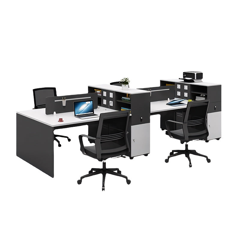 Simple and Stylish Staff Office Desk and Chair Set, Black and White