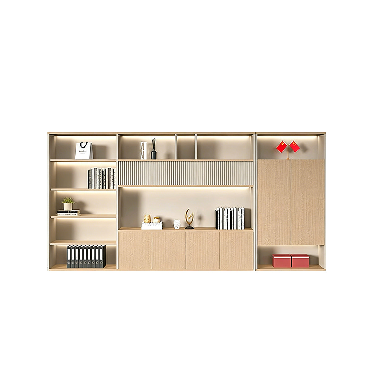 Sleek Storage Cabinet with LED Lighting for Organized Offices