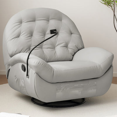 Light Gray Half-Round Backrest Recliner Sofa with Phone Holder（Sale Event）