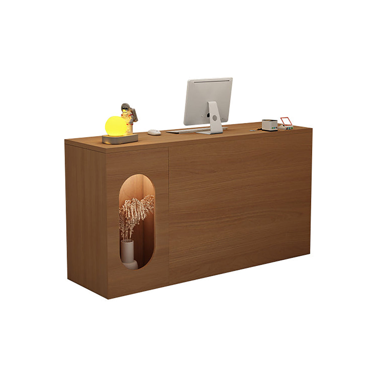 Modern Reception Desk 39–63 in Wide with Lockable Drawers & Transaction Counter