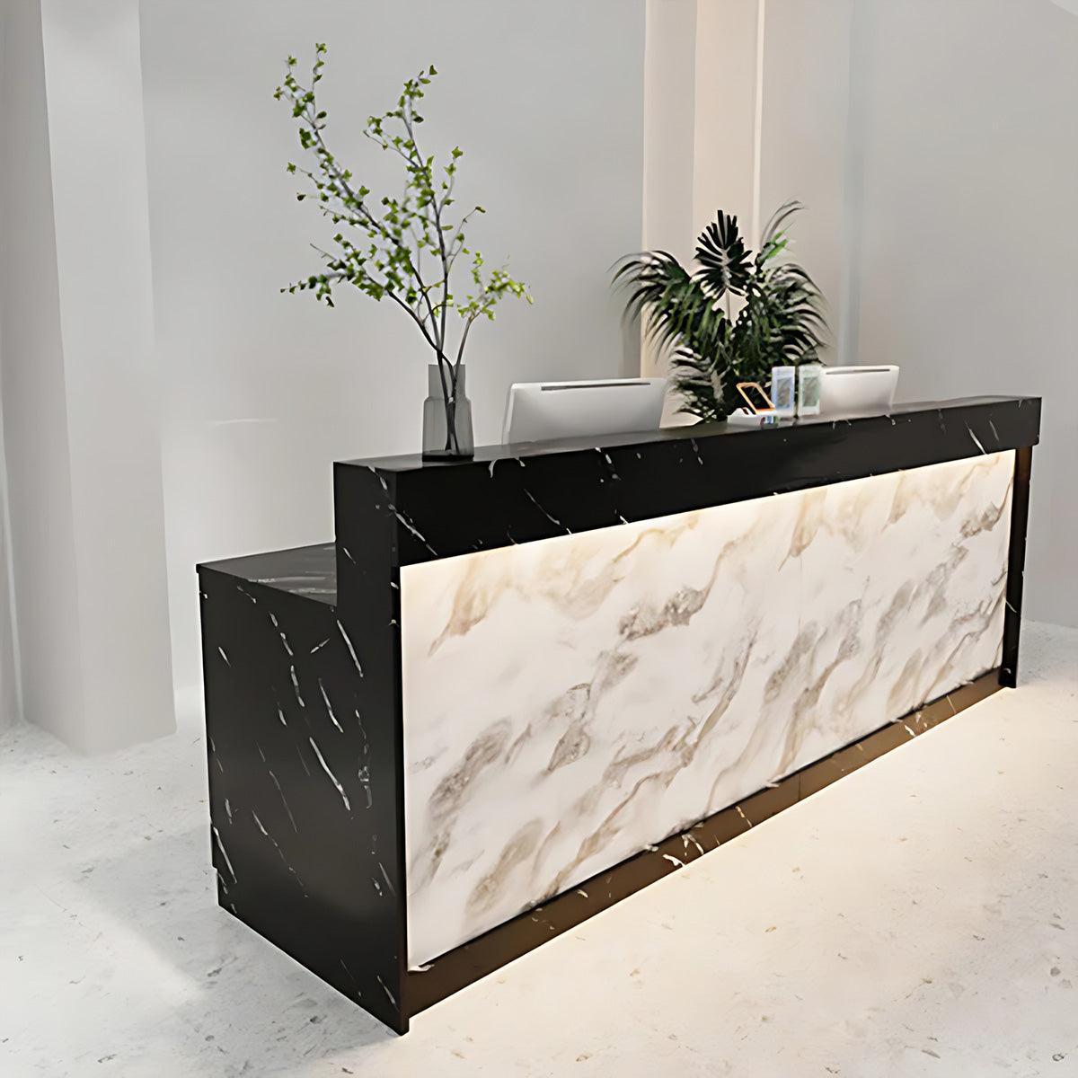 Reception Desk with Light Counter Table with Keyboard Tray and Draw（East Coast）