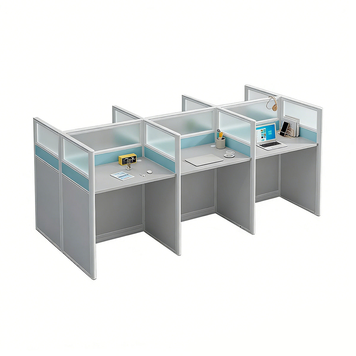 Workstation Desk with Divider Panels Eco-Friendly Sturdy Modular