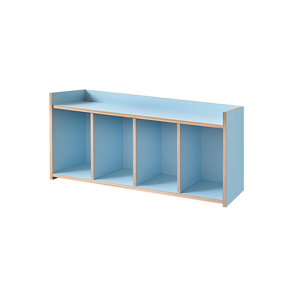 Minimalist Light Blue Birch Plywood Bookshelf with Modular Storage