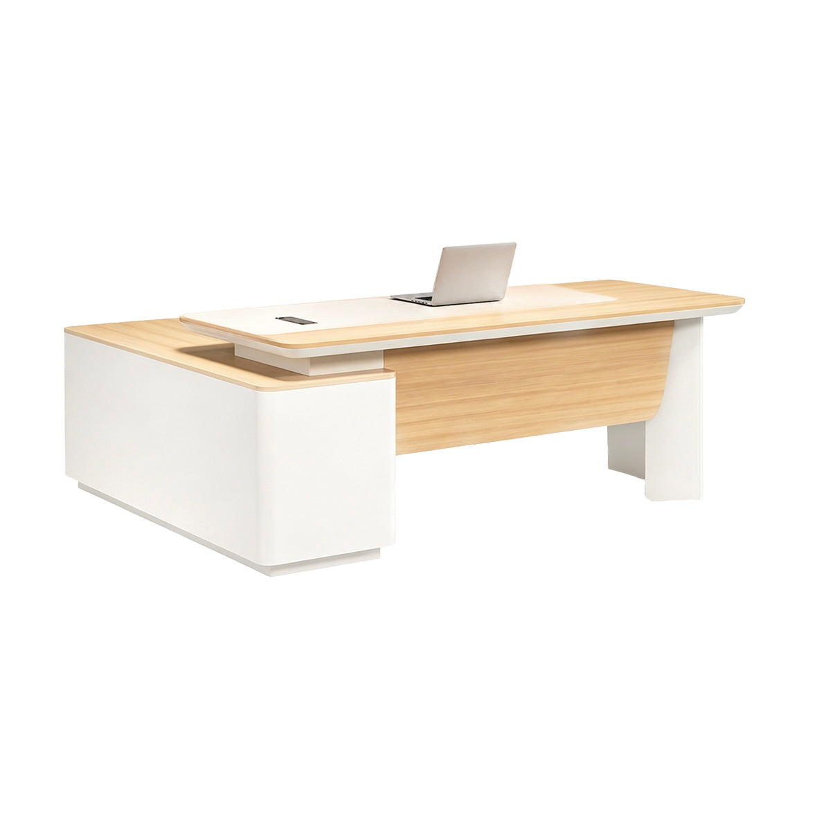 Executive Desk, Side Storage Cabinet on the Right with With Open Modesty Panel with L87" x W71" x H30", L87" x W71" x H30", for office workspace,...