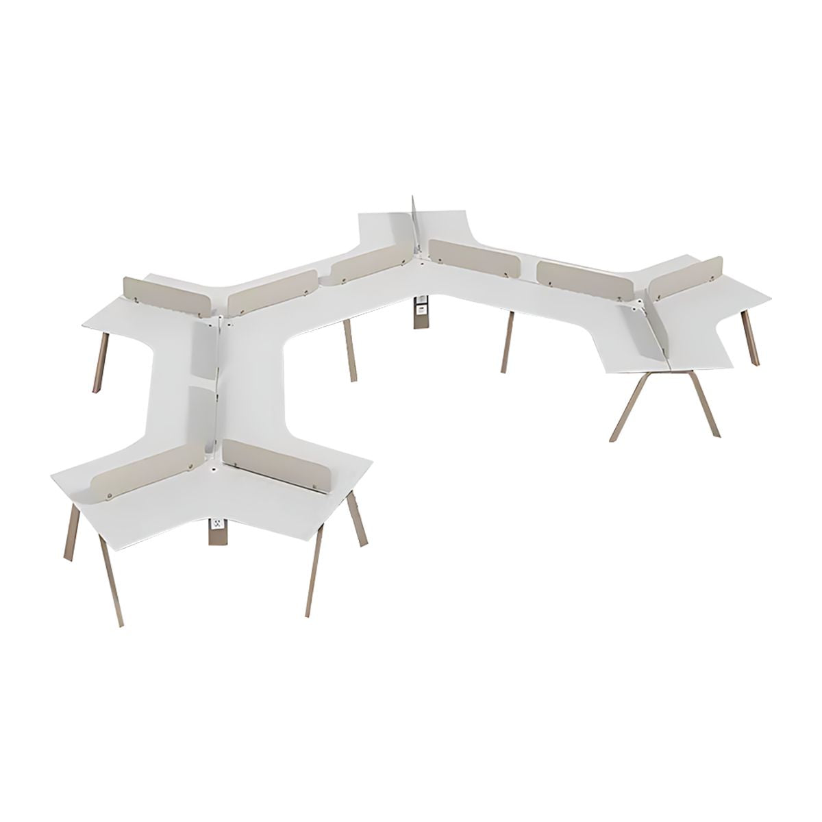 Office Desk, Khaki + White, Khaki + White finish, L235" x W158" x H30", for executive office workspace, modern executive office furniture