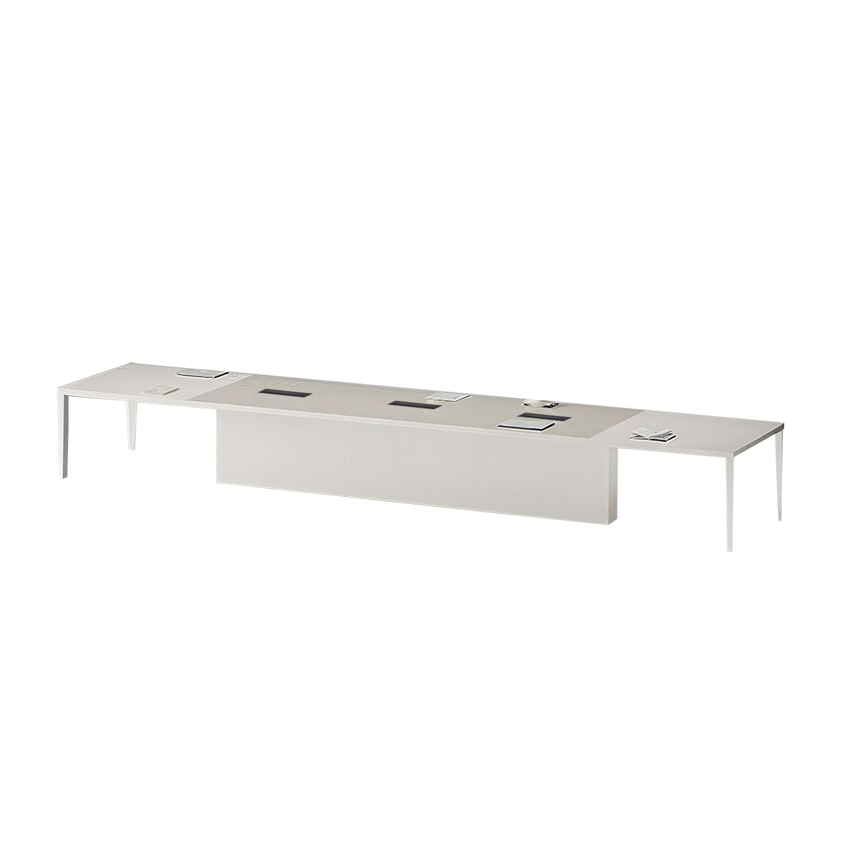 Modern Minimalist Eco Conference Table Thick Top Cable Box Rounded Edges