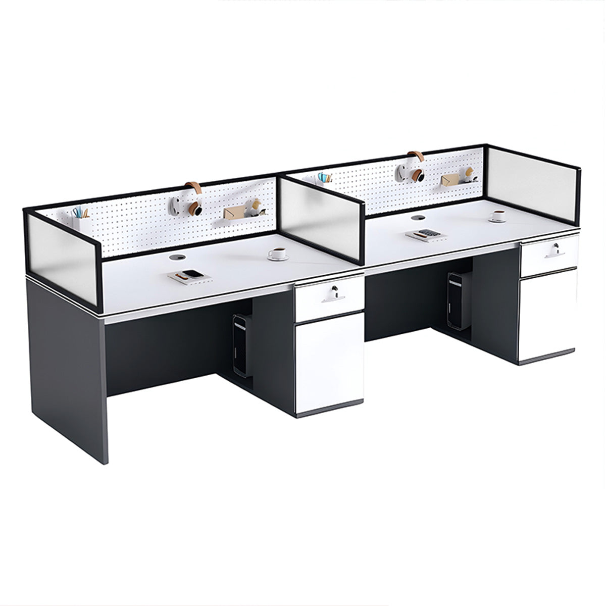 Modern Minimalist Office Desk with Functional Privacy Panels, Ample Storage Space