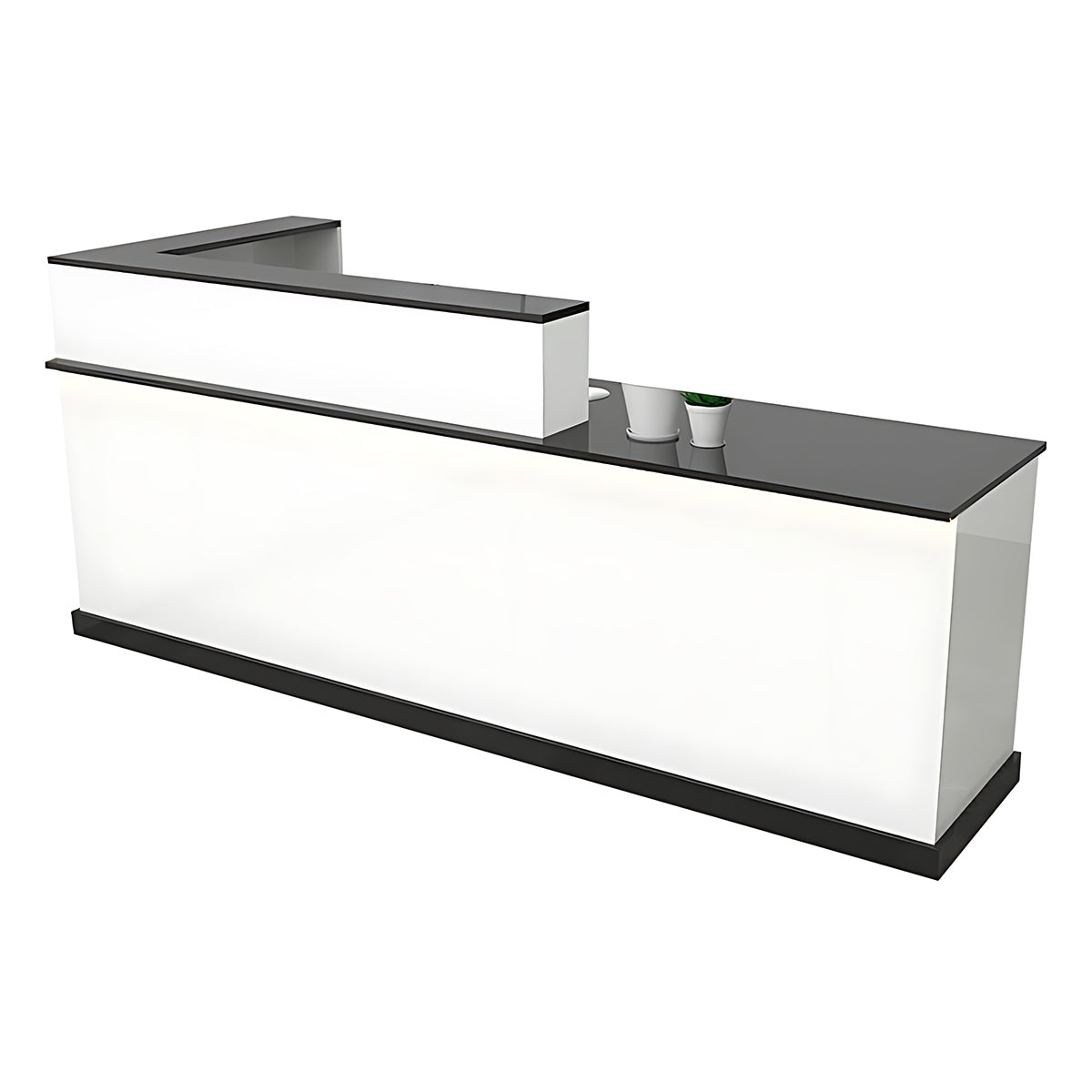 Alt Reception Reception Desk 63–134 in Wide with LED Accent Lighting, Lockable Drawe ...